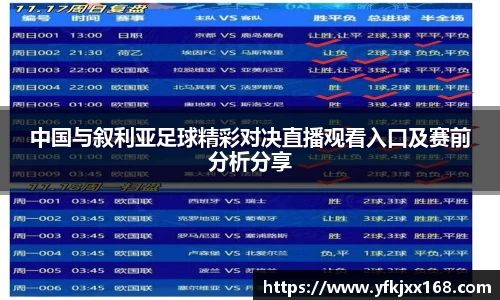 中国与叙利亚足球精彩对决直播观看入口及赛前分析分享